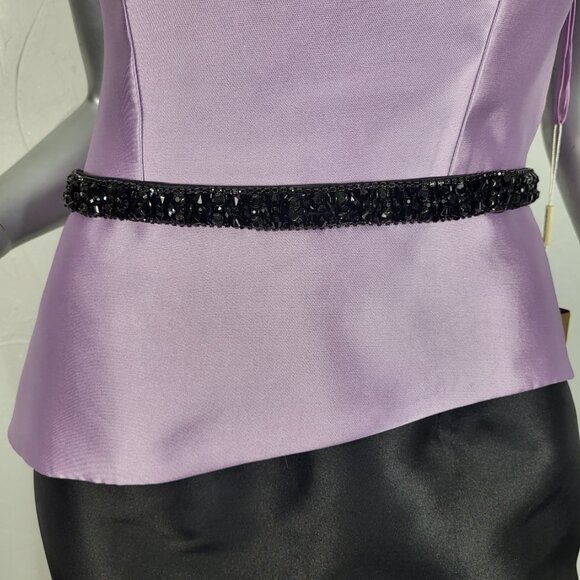 NWT~$685~FERIANI COUTURE~10~LILAC BLACK STRAPLESS BEADED MERMAID TRUMPET DRESS - Picture 3 of 16